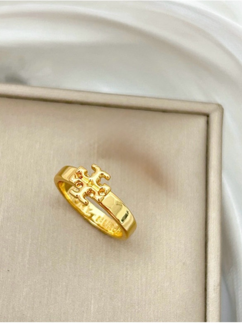 Tory Burch Gold Logo Signet Ring - Picture 3 of 6